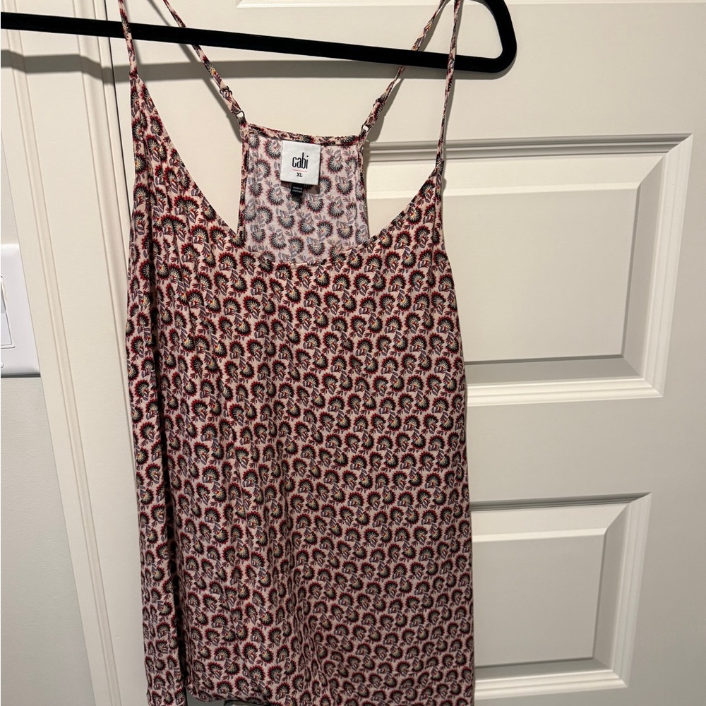 CAbi Poem Red and Black Patterned Camisole